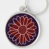 Monogram Rustic Donkerpaarse Zonnebloem Sleutelhanger (Voorkant)
