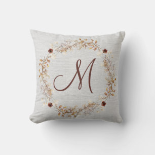Monogram Rustic Dried Flower WreatPillow Kussen