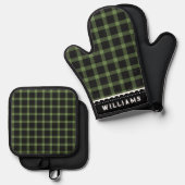 Monogram Rustic Green Plaid Ovenwant & Pannenlap Set (Voorkant / Achterkant)
