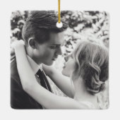 Monogram Rustic Greenery Foto Wedding Favor Keramisch Ornament (Achterkant)