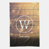 Monogram Rustic Houten Panelen Script Theedoek (Verticaal)
