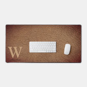 Monogram Rustic Leer Zwart Goud Naam Bureaumat (Keyboard & Muis)