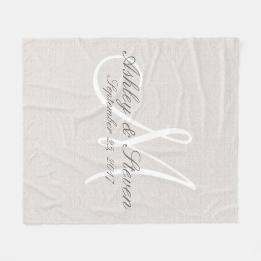 Monogram | Rustic Linen Fleece Deken (Voorkant (Horizontaal))