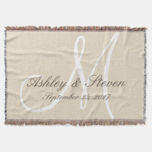 Monogram   Rustic Linen Kijk Deken