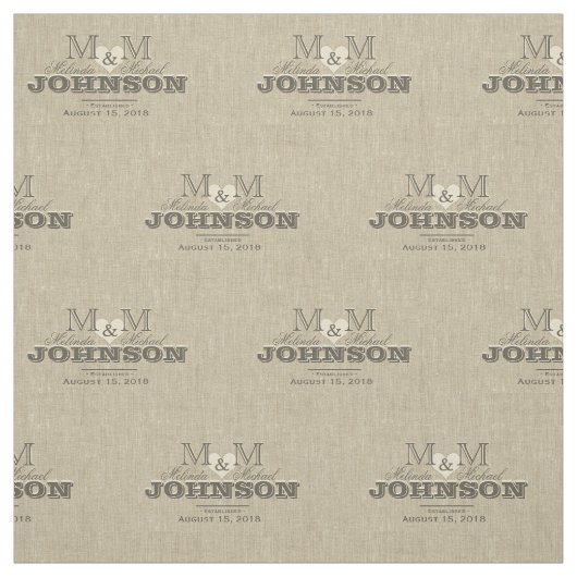 Monogram Rustic Linen kijk met hart Stof (Swatch)