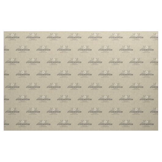 Monogram Rustic Linen kijk met hart Stof (Fat Quarter)
