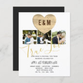 Monogram Rustic Photo Collage Love Heart Wedding (Voorkant / Achterkant)