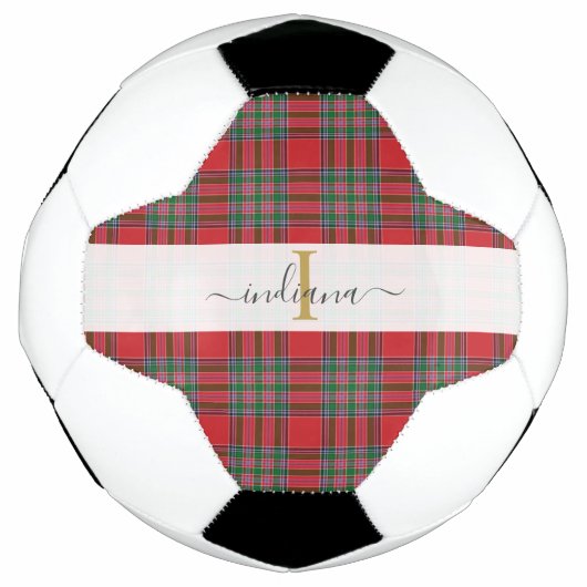 Monogram Rustic Plaid Naam Schotse Kabouter Meisje Voetbal (Voorkant)