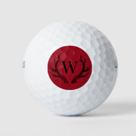 Monogram Rustic Red Black Antlers Golfballen