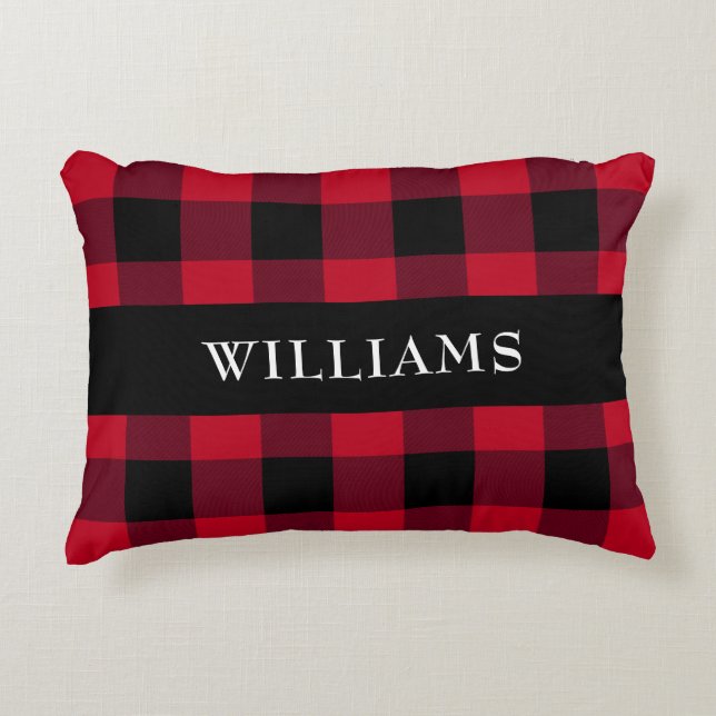 Monogram Rustic Red Buffalo Check Family Accent Kussen (Voorkant)