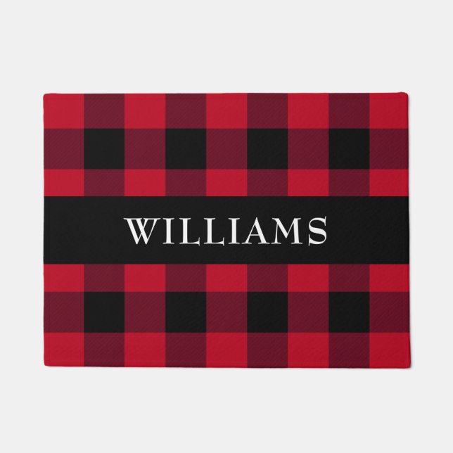Monogram Rustic Red Buffalo Check Family Deurmat (Voorkant)