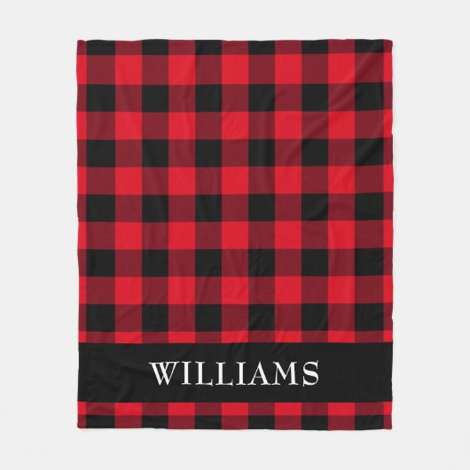 Monogram Rustic Red Buffalo Check Family Fleece Deken (Voorkant)