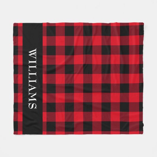 Monogram Rustic Red Buffalo Check Family Fleece Deken (Voorkant (Horizontaal))