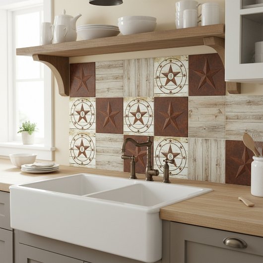 Monogram Rustic sterrwiel keramische tegel Tegeltje