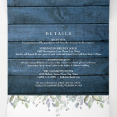 Monogram Rustic String Lights Floral Photo Wedding Drieluik Uitnodiging (Binnenkant midden)