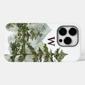 Monogram Rustic Watercolor Dennenbos & Berg Case-Mate iPhone Case (Achterkant (horizontaal))