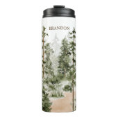 Monogram Rustic Waterverf Groen Woud Thermosbeker (Voorkant)