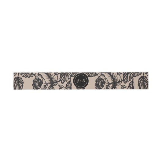 Monogram Rustic Wedding Belly Band Uitnodigingen Wikkel (Vlak)