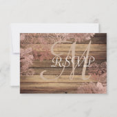 Monogram Rustic Wood Roos Lace Wedding RSVP (Voorkant)