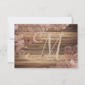 Monogram Rustic Wood Roos Lace Wedding RSVP Kaartje (Achterkant)