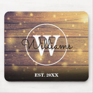 Monogram Rustic Wooden Panelen Muismat