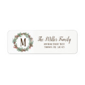Monogram Rustic Wreath Return Address Labels (Voorkant)