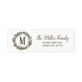 Monogram Rustic Wreath Return Address Labels