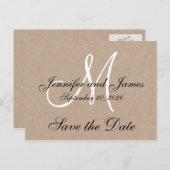 Monogram Rustiek Bewaar de datum Aankondigingskaart (Voorkant / Achterkant)