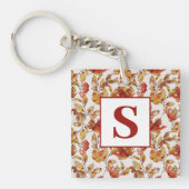 Monogram rustiek blad herfst sleutelhanger (voorkant)