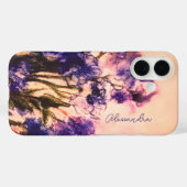 Monogram rustiek bloemenblauw paarse groen Case-Mate iPhone case (Achterkant (horizontaal))