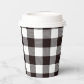 Monogram Rustiek Chic Bruin en Wit Plaid Papieren Bekers (Achterkant)