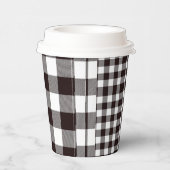 Monogram Rustiek Chic Bruin en Wit Plaid Papieren Bekers (Rechts)