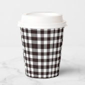 Monogram Rustiek Chic Bruin en Wit Plaid Papieren Bekers (Voorkant)