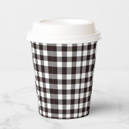 Monogram Rustiek Chic Bruin en Wit Plaid Papieren Bekers
