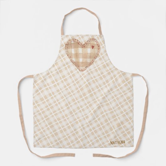 Monogram rustiek hart en tartan Brown Schort (Voorkant)