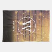 Monogram rustiek hout panelen Script Theedoek (Horizontaal)