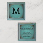 Monogram | Rustiek Lijst Goud Decoratieve Mandala Vierkante Visitekaartje (Voorkant / Achterkant)