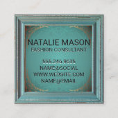 Monogram | Rustiek Lijst Goud Decoratieve Mandala Vierkante Visitekaartje (Achterkant)