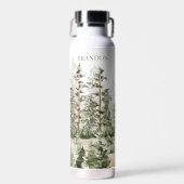 Monogram Rustiek Waterverf Groen Bos Waterfles (Voorkant)