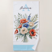 Monogram Rustiek Wildflower Boeket  Zomer Strandlaken (Voorkant)