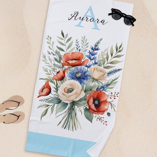 Monogram Rustiek Wildflower Boeket  Zomer Strandlaken