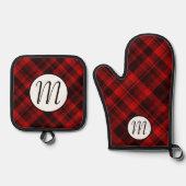 Monogram Rustieke Buffel Plaid Kerstmis Ovenwant & Pannenlap Set (Voorkant)