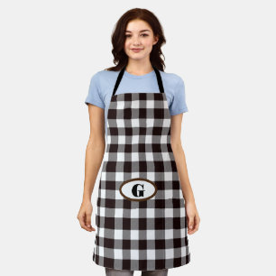 Monogram rustieke chique plaid schort