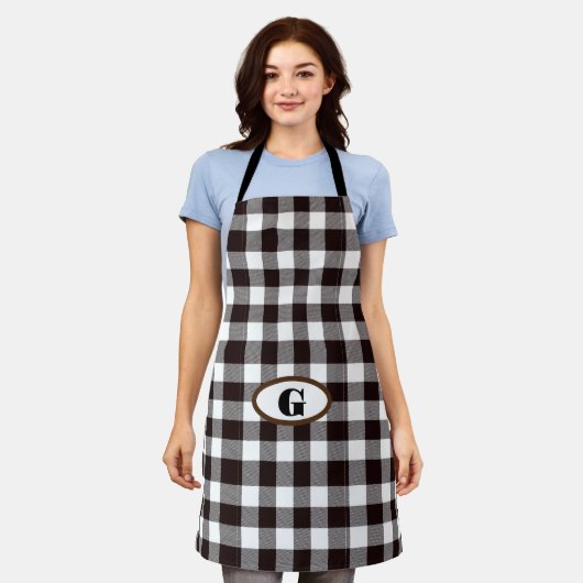 Monogram rustieke chique plaid schort (Gedragen)