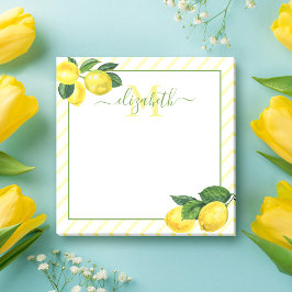 Monogram rustieke citroenen waterverf, landstrepen post-it® notes