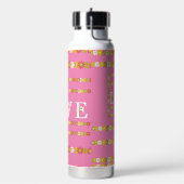 Monogram rustieke Daisy bloemenliefde roze Waterfles (Links)