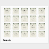 Monogram Rustieke Eucalyptus Bruiloft Vierkante Sticker (Vel)