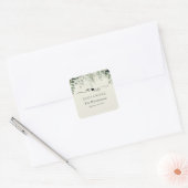 Monogram Rustieke Eucalyptus Bruiloft Vierkante Sticker (Envelop)