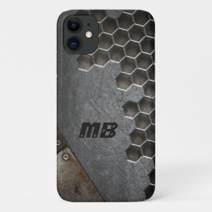 Monogram rustieke grunge mannelijk gepersonaliseer Case-Mate iPhone case