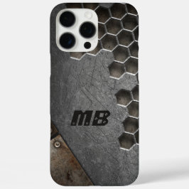 Monogram rustieke grunge mannelijk gepersonaliseer iPhone 16 pro max hoesje